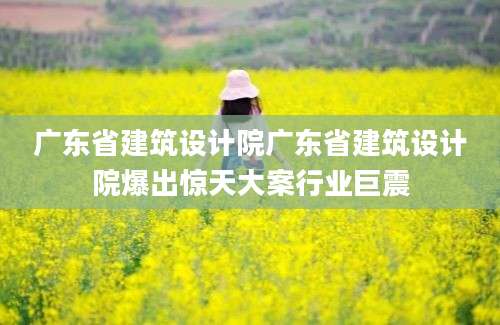 广东省建筑设计院广东省建筑设计院爆出惊天大案行业巨震