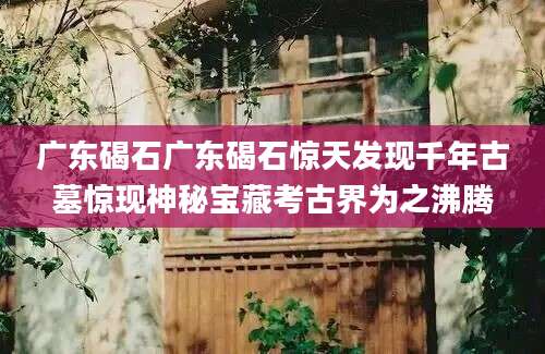 广东碣石广东碣石惊天发现千年古墓惊现神秘宝藏考古界为之沸腾