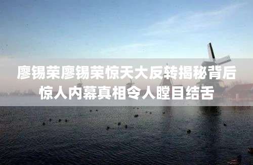 廖锡荣廖锡荣惊天大反转揭秘背后惊人内幕真相令人瞠目结舌