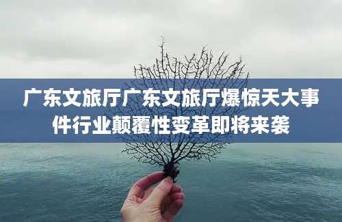 广东文旅厅广东文旅厅爆惊天大事件行业颠覆性变革即将来袭