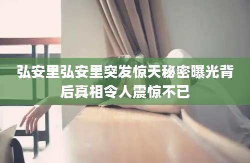 弘安里弘安里突发惊天秘密曝光背后真相令人震惊不已