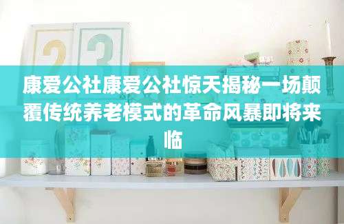 康爱公社康爱公社惊天揭秘一场颠覆传统养老模式的革命风暴即将来临