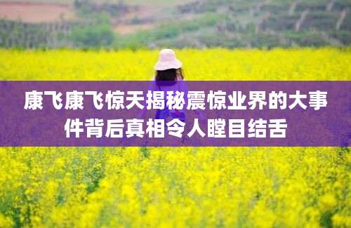 康飞康飞惊天揭秘震惊业界的大事件背后真相令人瞠目结舌