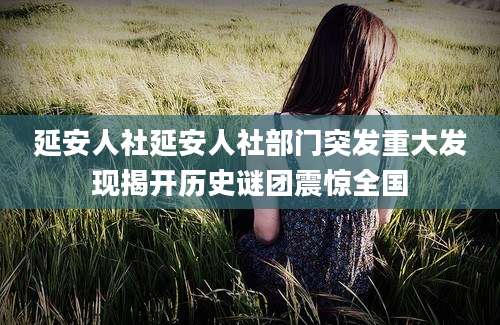 延安人社延安人社部门突发重大发现揭开历史谜团震惊全国