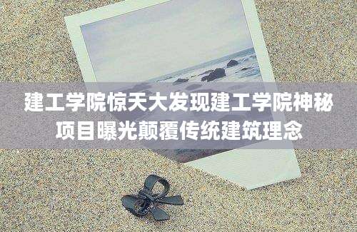 建工学院惊天大发现建工学院神秘项目曝光颠覆传统建筑理念