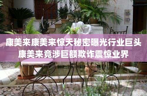 康美来康美来惊天秘密曝光行业巨头康美来竟涉巨额欺诈震惊业界