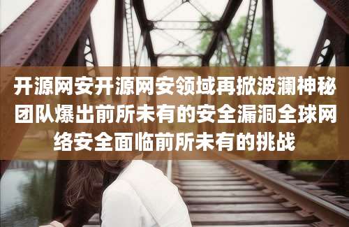开源网安开源网安领域再掀波澜神秘团队爆出前所未有的安全漏洞全球网络安全面临前所未有的挑战