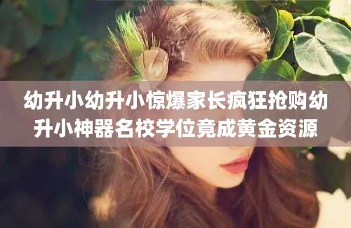 幼升小幼升小惊爆家长疯狂抢购幼升小神器名校学位竟成黄金资源