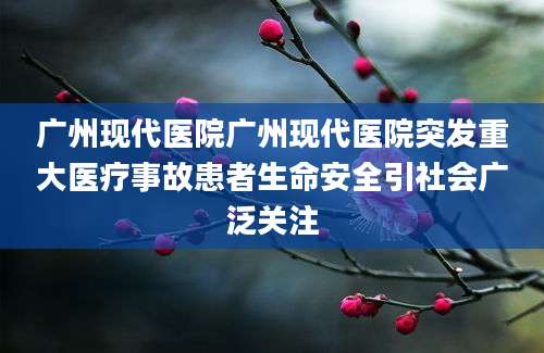 广州现代医院广州现代医院突发重大医疗事故患者生命安全引社会广泛关注