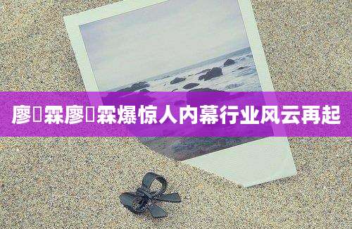 廖浡霖廖浡霖爆惊人内幕行业风云再起