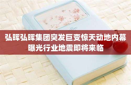 弘晖弘晖集团突发巨变惊天动地内幕曝光行业地震即将来临