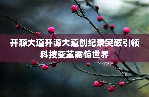 开源大道开源大道创纪录突破引领科技变革震惊世界