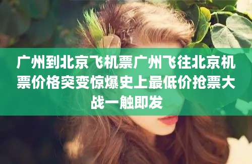 广州到北京飞机票广州飞往北京机票价格突变惊爆史上最低价抢票大战一触即发