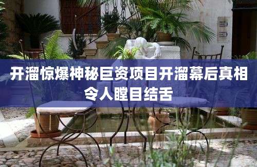 开溜惊爆神秘巨资项目开溜幕后真相令人瞠目结舌