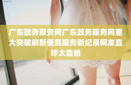 广东政务服务网广东政务服务网重大突破刷新便民服务新纪录网友直呼太震撼