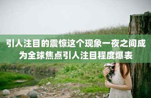 引人注目的震惊这个现象一夜之间成为全球焦点引人注目程度爆表