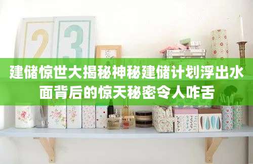 建储惊世大揭秘神秘建储计划浮出水面背后的惊天秘密令人咋舌