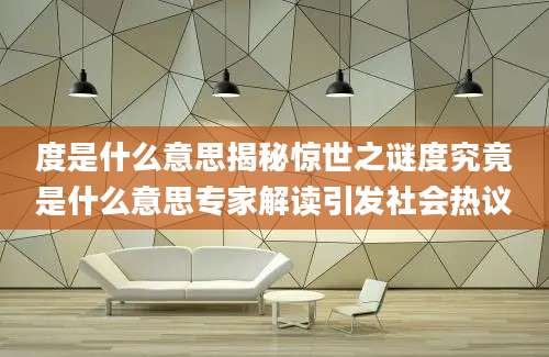 度是什么意思揭秘惊世之谜度究竟是什么意思专家解读引发社会热议