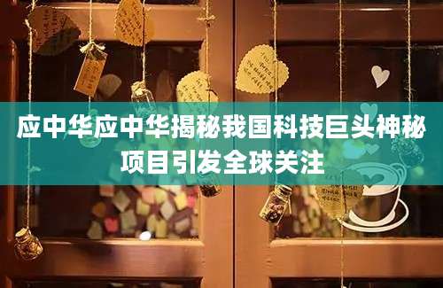 应中华应中华揭秘我国科技巨头神秘项目引发全球关注
