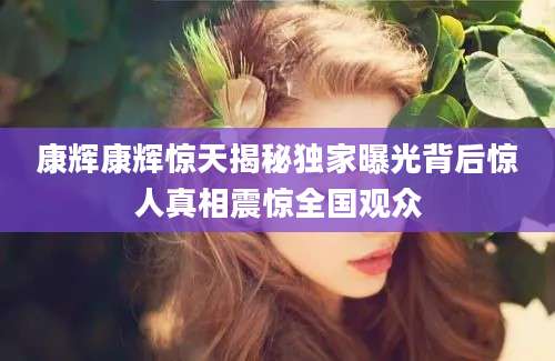 康辉康辉惊天揭秘独家曝光背后惊人真相震惊全国观众