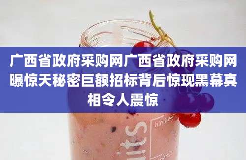 广西省政府采购网广西省政府采购网曝惊天秘密巨额招标背后惊现黑幕真相令人震惊