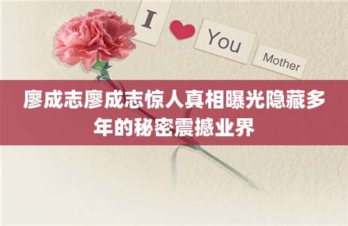 廖成志廖成志惊人真相曝光隐藏多年的秘密震撼业界