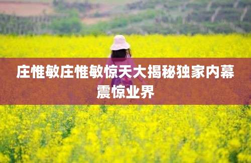 庄惟敏庄惟敏惊天大揭秘独家内幕震惊业界