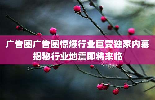 广告圈广告圈惊爆行业巨变独家内幕揭秘行业地震即将来临