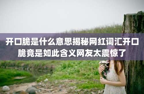 开口脆是什么意思揭秘网红词汇开口脆竟是如此含义网友太震惊了