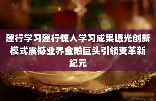 建行学习建行惊人学习成果曝光创新模式震撼业界金融巨头引领变革新纪元