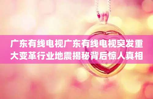 广东有线电视广东有线电视突发重大变革行业地震揭秘背后惊人真相