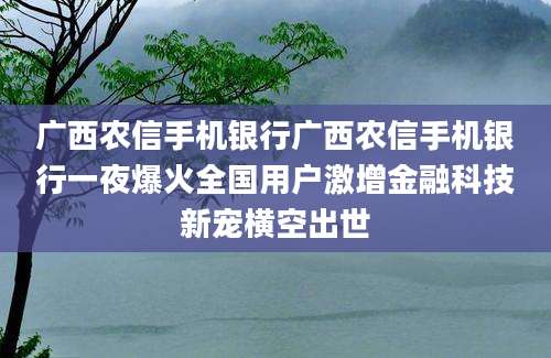 广西农信手机银行广西农信手机银行一夜爆火全国用户激增金融科技新宠横空出世