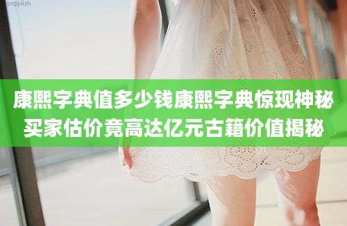 康熙字典值多少钱康熙字典惊现神秘买家估价竟高达亿元古籍价值揭秘