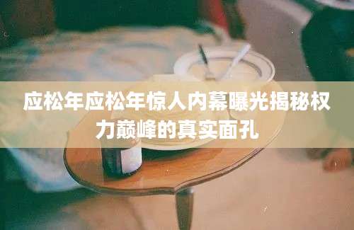 应松年应松年惊人内幕曝光揭秘权力巅峰的真实面孔