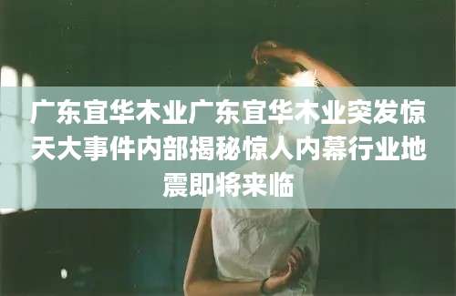 广东宜华木业广东宜华木业突发惊天大事件内部揭秘惊人内幕行业地震即将来临