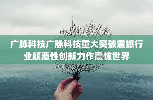 广脉科技广脉科技重大突破震撼行业颠覆性创新力作震惊世界
