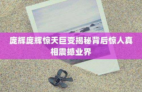 庞辉庞辉惊天巨变揭秘背后惊人真相震撼业界