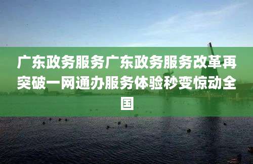 广东政务服务广东政务服务改革再突破一网通办服务体验秒变惊动全国