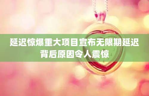延迟惊爆重大项目宣布无限期延迟背后原因令人震惊