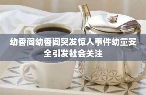 幼香阁幼香阁突发惊人事件幼童安全引发社会关注