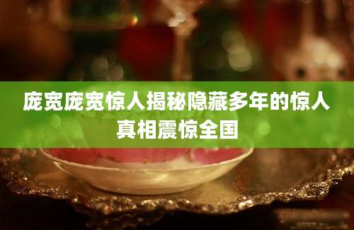 庞宽庞宽惊人揭秘隐藏多年的惊人真相震惊全国
