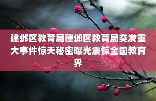 建邺区教育局建邺区教育局突发重大事件惊天秘密曝光震惊全国教育界