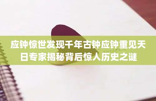 应钟惊世发现千年古钟应钟重见天日专家揭秘背后惊人历史之谜