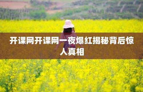 开课网开课网一夜爆红揭秘背后惊人真相