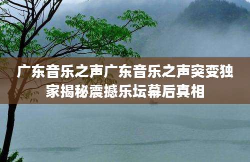 广东音乐之声广东音乐之声突变独家揭秘震撼乐坛幕后真相