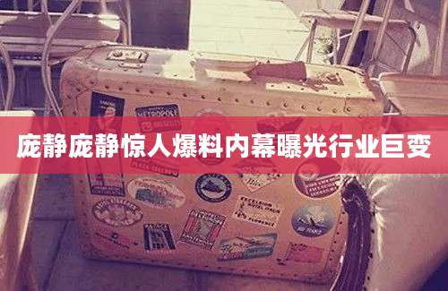 庞静庞静惊人爆料内幕曝光行业巨变