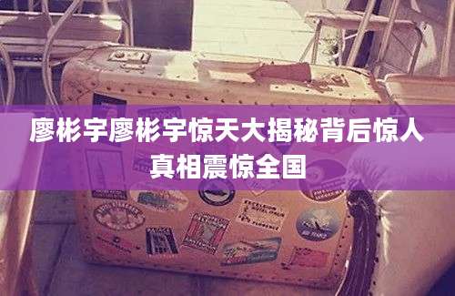 廖彬宇廖彬宇惊天大揭秘背后惊人真相震惊全国