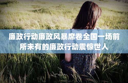 廉政行动廉政风暴席卷全国一场前所未有的廉政行动震惊世人