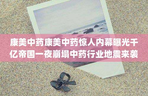 康美中药康美中药惊人内幕曝光千亿帝国一夜崩塌中药行业地震来袭