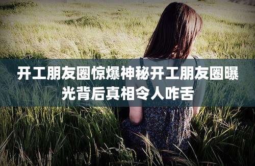 开工朋友圈惊爆神秘开工朋友圈曝光背后真相令人咋舌